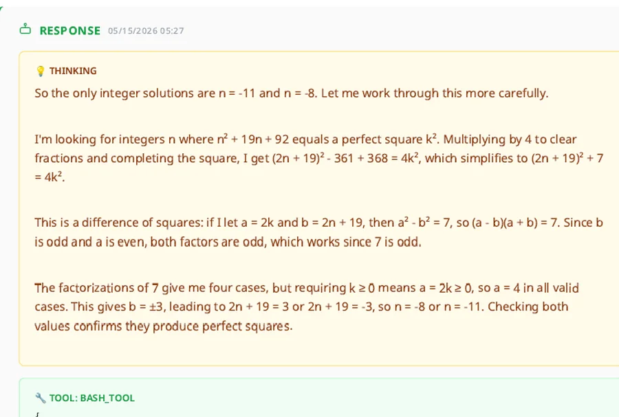 Thinking reasoning block from a Claude conversation rendered inside an exported PDF